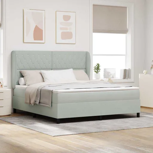 Cama Box com Colchão Cinzento-Claro 200 x 180 cm Poliéster