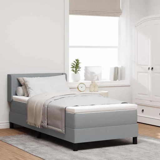 Cama Box Spring com Colchão Cinzento-Claro 80 x 200 cm