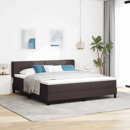 Cama Box Spring com Colchão Marrom Escuro 180 x 200 cm