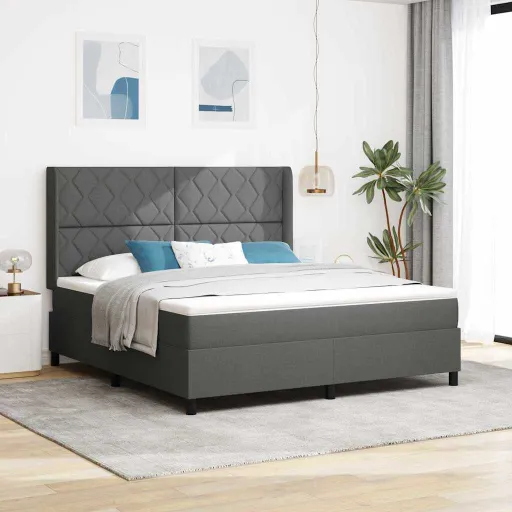 Cama Box com Colchão Cinzento Escuro 180 x 200 cm Tecido