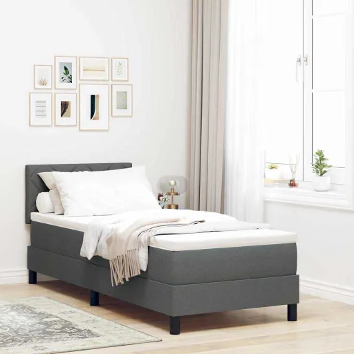 Cama Box com Colchão Cinzento Escuro 80 x 200 cm Tecido