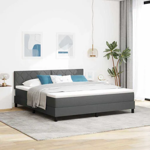 Cama Box com Colchão Cinzento Escuro 180 x 200 cm Tecido