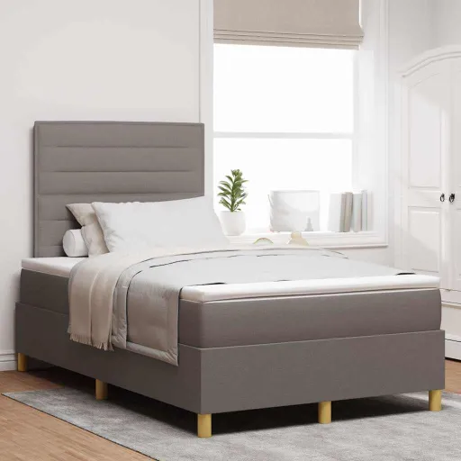 Cama Box Spring LED Cinzento-Acastanhado 120 x 190 cm Tecido