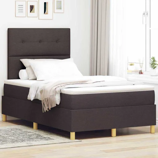 Cama Box com Colchão Marrom Escuro 120 x 190 cm Tecido