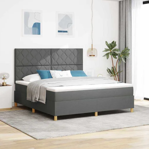 Cama Box com Colchão Cinzento Escuro 180 x 200 cm Tecido