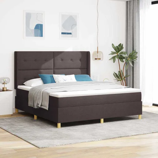 Cama Box com Colchão Castanho 180 x 200 cm Tecido
