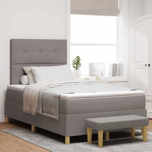 Cama Box com Colchão Cinzento-Acastanhado 120 x 190 cm Tecido