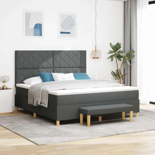 Cama Box com Colchão Cinzento Escuro 180 x 200 cm Tecido