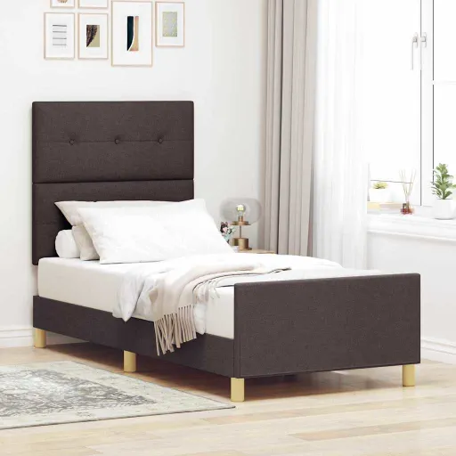 Estrutura da Cama Castanho Escuro 90 x 200 cm Tecido