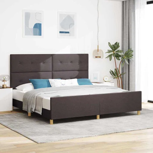 Estrutura da Cama Castanho Escuro 200 x 200 cm Tecido