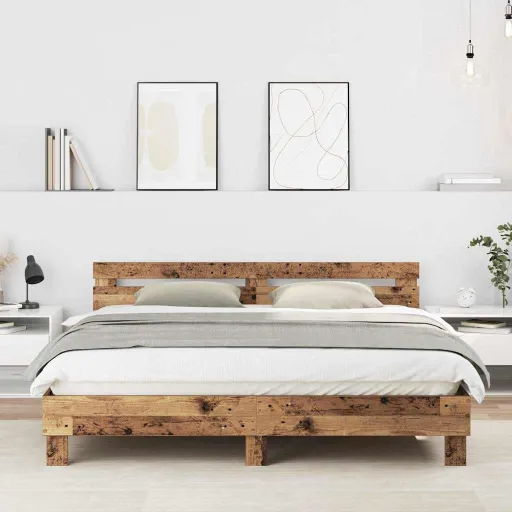 Estrutura de Cama com Cabeceira Madeira Antiga 180 x 200 cm