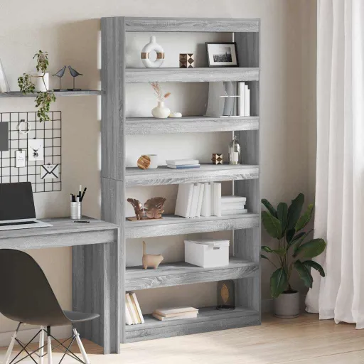 Gabinete de Livros Cinza Sonoma 100 x 30 x 198 cm