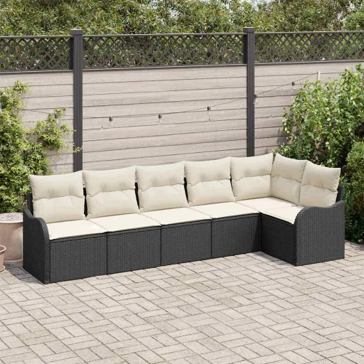 Conjunto de Sofá de Jardim Preto Vime PE