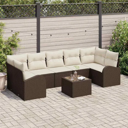Conjunto de Sofá de Jardim Castanho 55 x 55 x 37 cm Vime PE