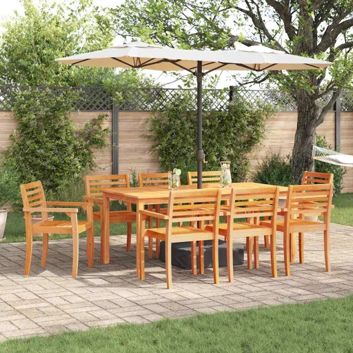 Conjunto de Jantar para Jardim   Castanho (9 pcs)