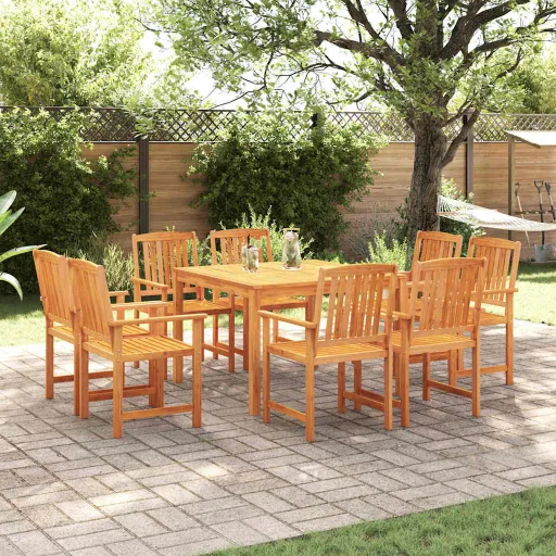Conjunto de Jantar para Jardim   Castanho (9 pcs)