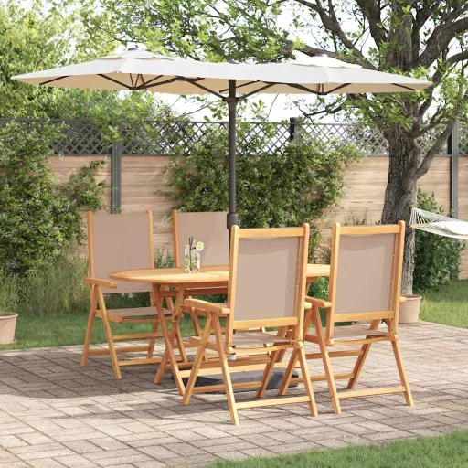 Conjunto de Jantar para Jardim   Cinzento-Acastanhado (5 pcs)