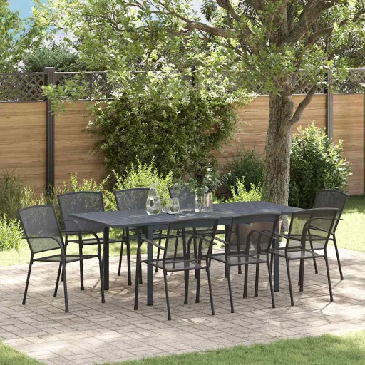 Conjunto de Jantar para Jardim   Antracite Aço (9 pcs)