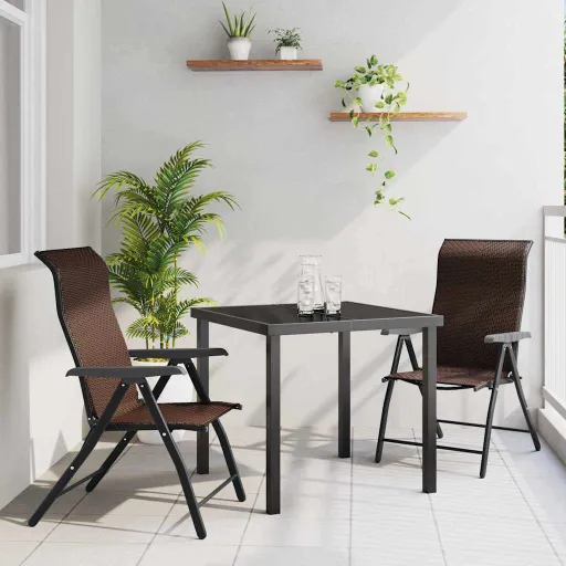 Conjunto de Jantar para Jardim   Castanho (3 pcs)