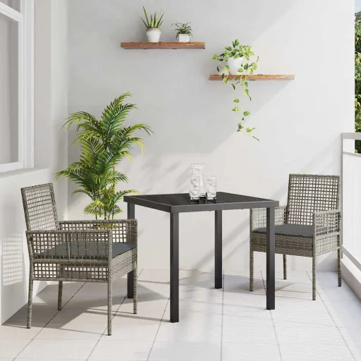 Conjunto de Jantar para Jardim   Cinzeto Vime PE (3 pcs)