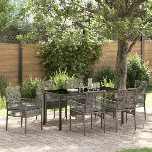 Conjunto de Jantar para Jardim   Cinzeto Vime PE (7 pcs)