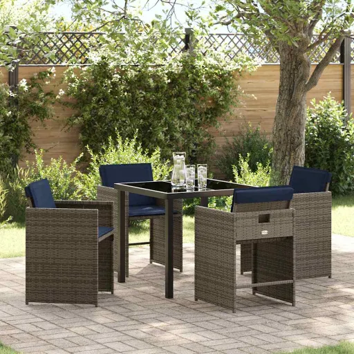 Conjunto de Jantar para Jardim   Cinzeto Vime PE (5 pcs)