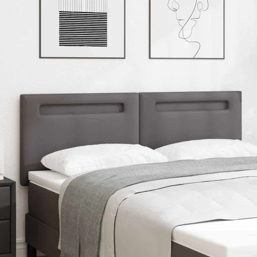 Cabeceira LED Cinzeto 144 cm Couro Sintético