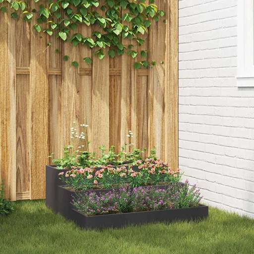 Vaso de Jardim Preto 90 x 90 x 35 cm Aço Laminado a Frio