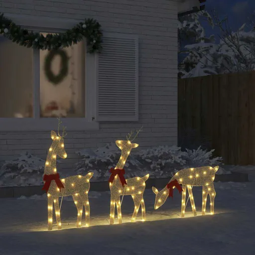 Decoração de Natal Renas   90 LEDs Branco Quente (3 pcs)