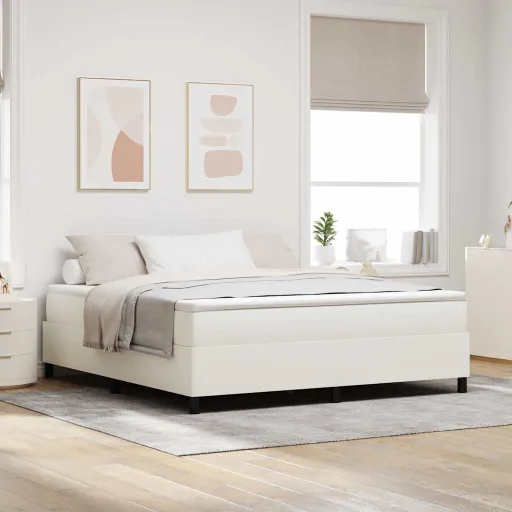 Cama Box Creme e Branco 203 x 180 x 60 cm