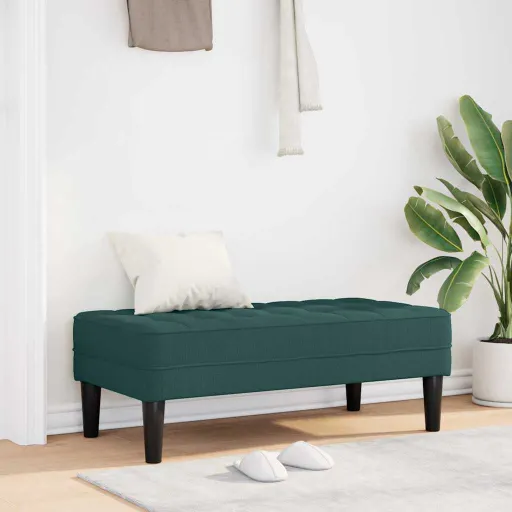 Banco com Almofada Verde Escuro 113 x 57 x 39 cm Tecido