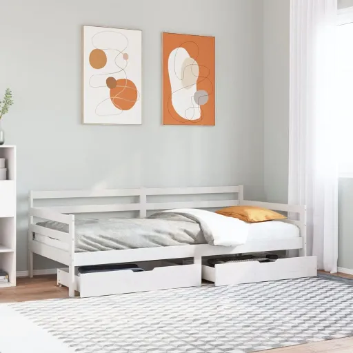 Sofá-Cama com Gavetas 80x200 cm Madeira de Pinho Maciça