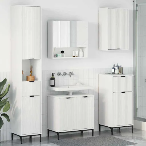Conjunto de Móveis para Banheiro com Gaveta com Porta Branco