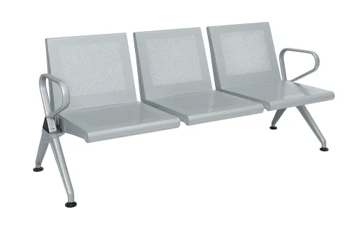 Viga de Receção Metálica Aero 3 Lugares Cinza Metálico Resistente