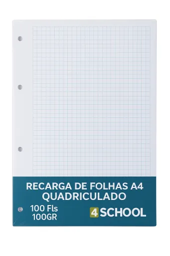 Recarga de Folhas A4 Quadriculado 100 Fls 100GR – 4School