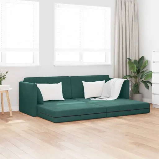 Sofá-Cama de Chão 200cm Verde Escuro Veludo