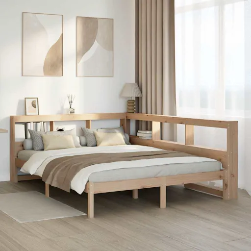 Cama com Estante Sem Colchão 135x190 cm Pinho Maciço