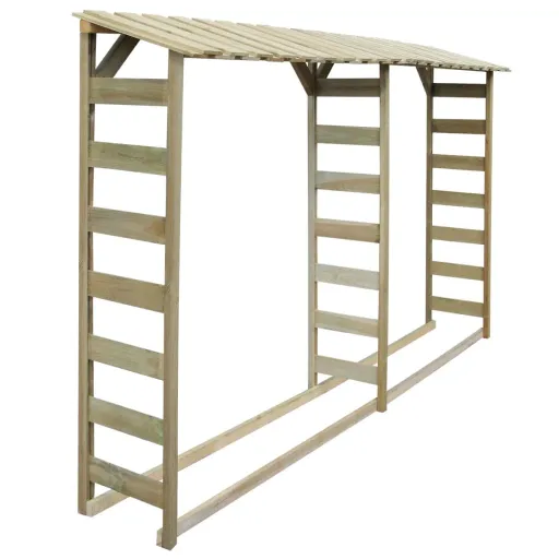 Abrigo Duplo p/ Arrumação Lenha 300x44x176 cm Pinho Impregnado