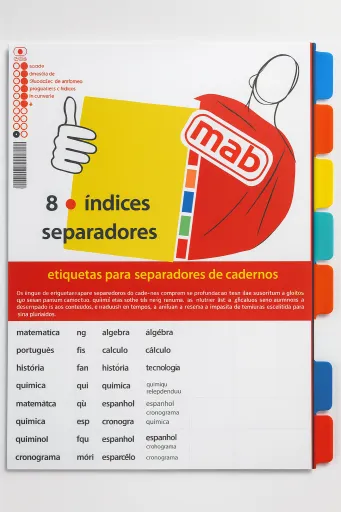 Separador A4 em Polipropileno – 8 Cores – Mab