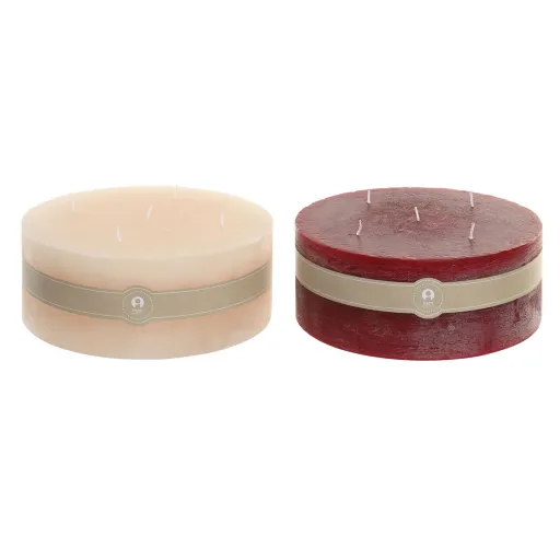 Vela Home ESPRIT Vermelho Creme Natal 25 x 25 x 10 cm (2 Unidades)