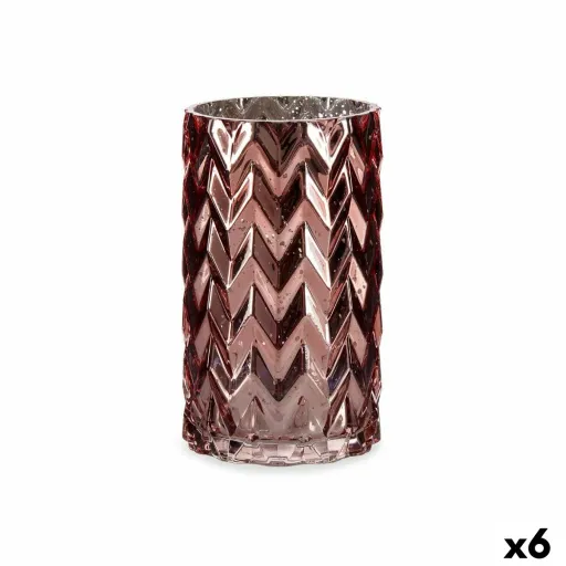 Vaso Gift Decor Cor de Rosa Cristal Espiga Lapidado 11,3 x 19,5 x 11,3 cm (6 Unidades)