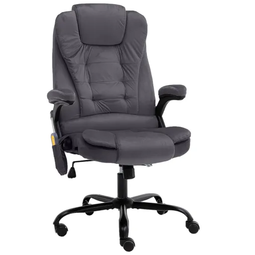 Cadeira Escritório c/ Função de Massagem Veludo Cinzento-Escuro