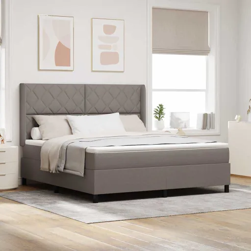 Cama Box com Colchão Cinzento-Acastanhado 180 x 200 cm Tecido