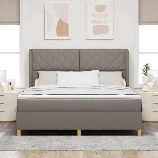 Cama Box Springs com Colchão Cinza Escuro 90x190 cm com Colchão