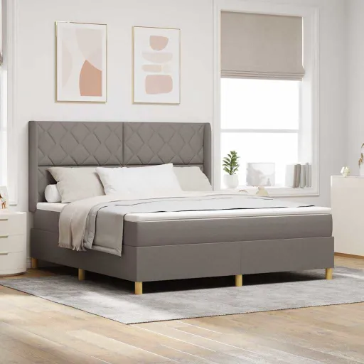 Cama Box com Colchão Cinzento-Acastanhado 180 x 200 cm Tecido