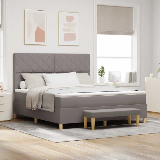 Cama Box com Colchão Cinzento-Acastanhado 180 x 200 cm Tecido