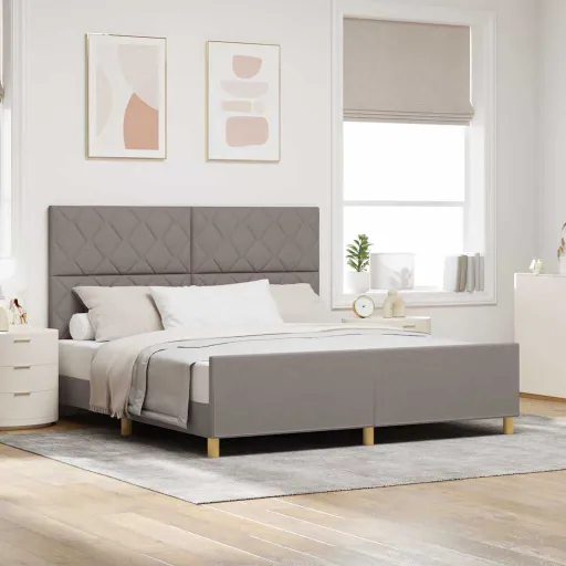 Estrutura da Cama Cinzento-Acastanhado 180 x 200 cm Tecido