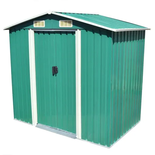 Abrigo de Jardim Metal Verde 204x132x186 cm