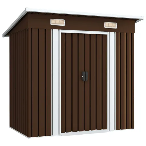 Abrigo de Jardim 194x121x181 cm Aço Castanho