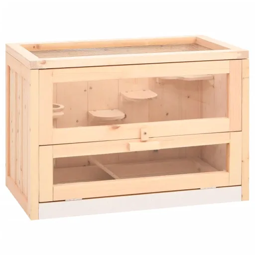 Gaiola para Hamster 60x35,5x42 cm Madeira de Abeto Maciça